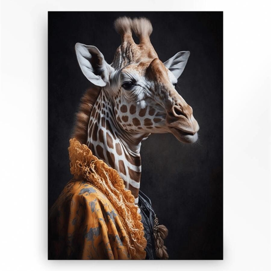 Urban Cotton Wandkleed Giraffe in zwart frame