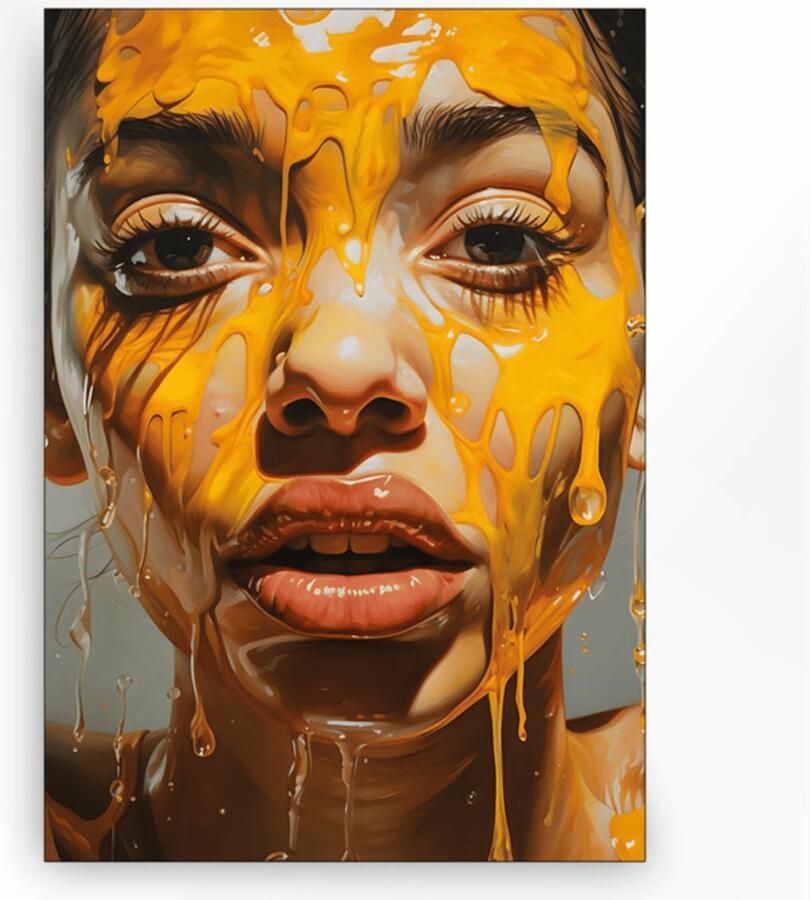 Urban Cotton Wandkleed Honey in zwart frame