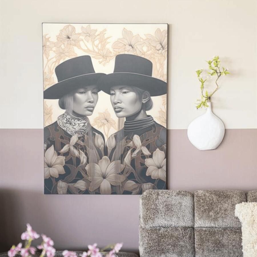 Urban Cotton Wandkleed Lady Garden in zwart frame