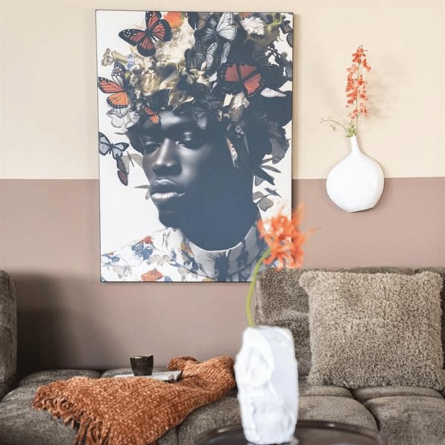 Urban Cotton Wandkleed Papillon in zwart frame