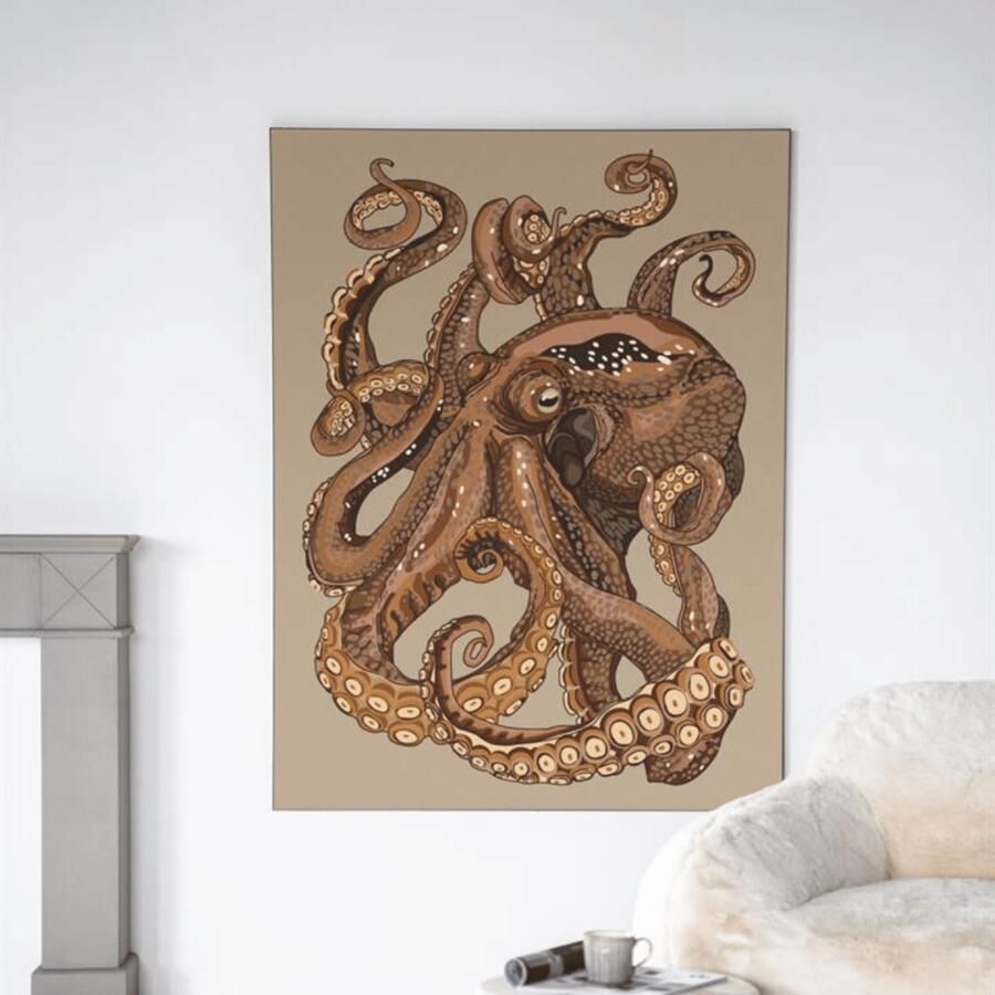 Urban Cotton Wandkleed Pulpo in zwart frame Medium 110 x 145cm Meerkleurig