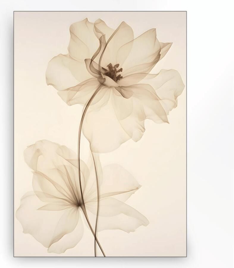 Urban Cotton Wandkleed White Flowers in zwart frame
