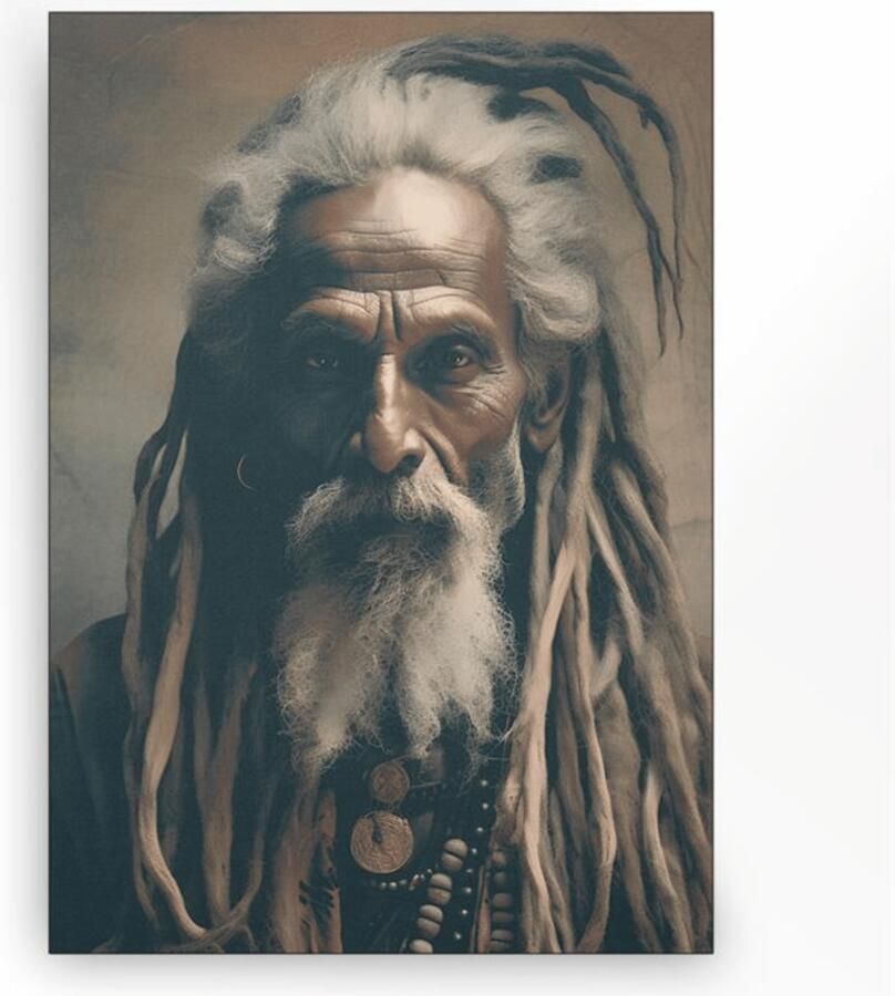 Urban Cotton Wandkleed Wise Man in zwart frame