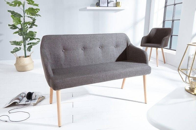 Invicta Interior Design bank SCANDINAVIA MEESTERSTUK 116cm grijs beukenhout met armleuning 37926