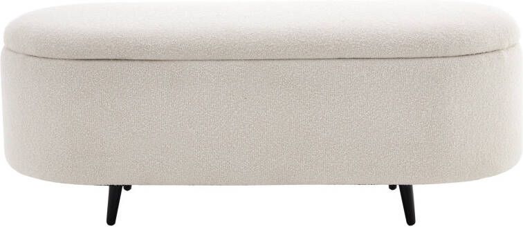 Invicta Interior Scandinavische Gestoffeerde Bank VOGUE 110cm wit Bouclé zwart Bank met opbergruimte 45255