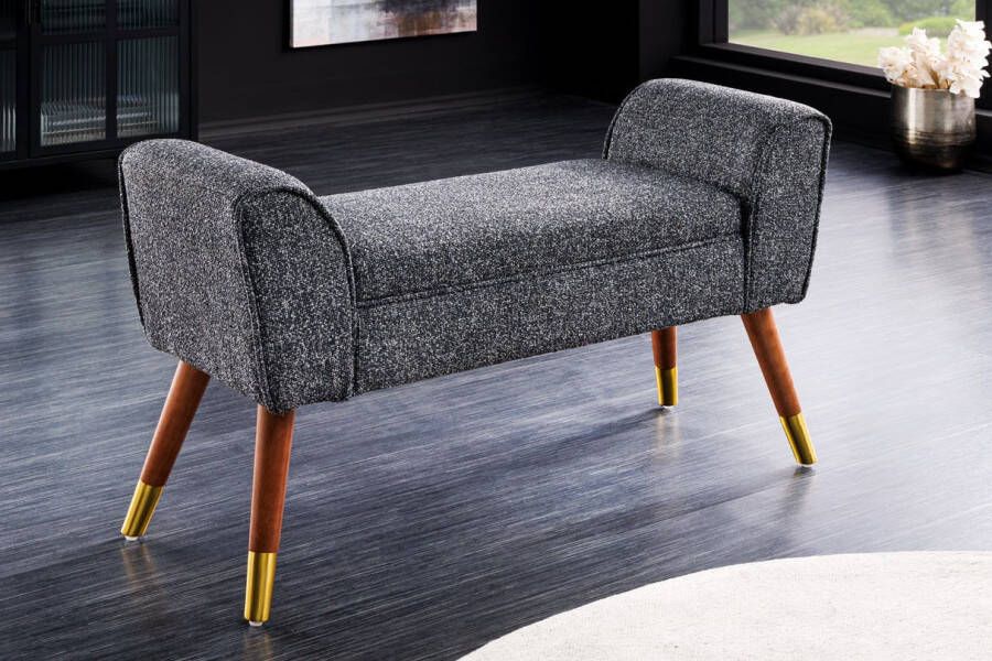 Invicta Interior Retro Bank SCARLETT 90cm antraciet bouclé met armleuningen 44781