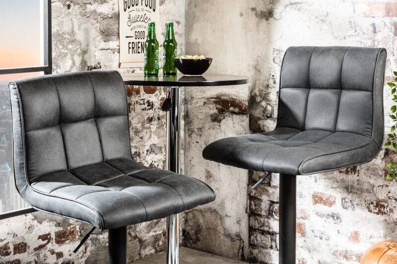 Invicta Interior In hoogte verstelbare barkruk MODENA vintage grijze barstoel met voetsteun 39001