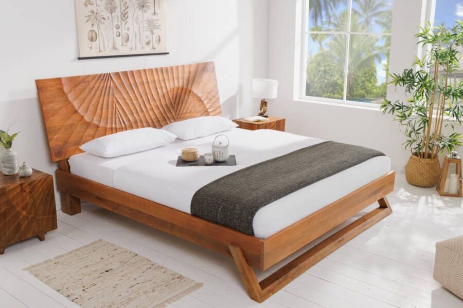 Invicta Interior Design bed SCORPION 180x200cm bruin mangohout 3D snijwerk massief houten tweepersoonsbed 41191