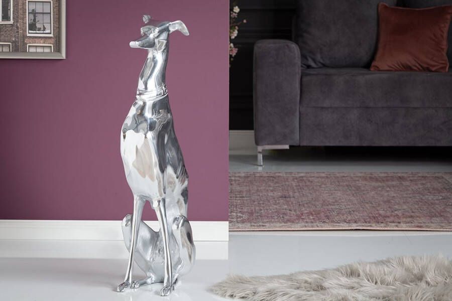 Invicta Interior Elegant Greyhound-sculptuur GREYHOUND 70 cm aluminium designfiguur 8891