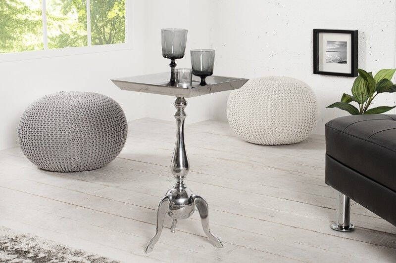 Invicta Interior Filigraan bijzettafel TRAYFUL 55cm zilveren aluminium dienbladtafel 35725