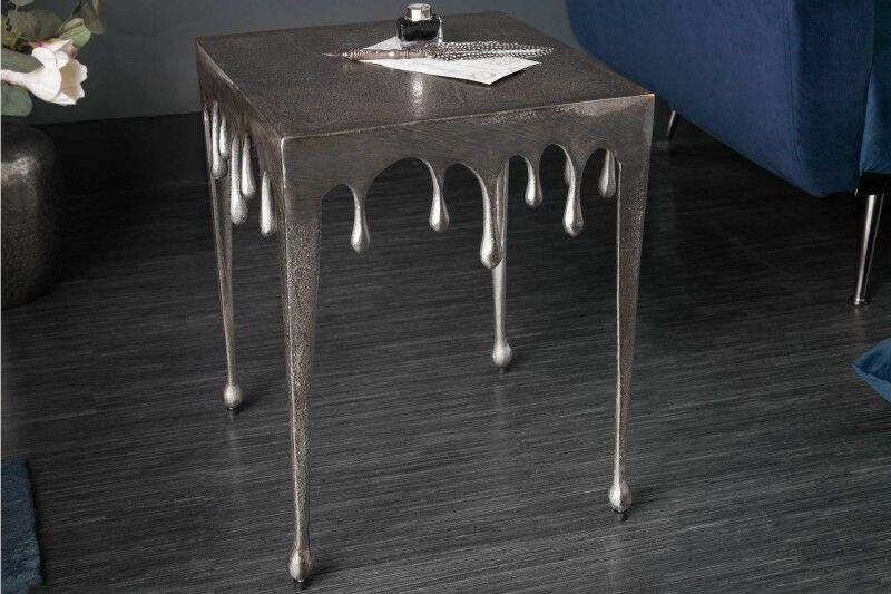 Invicta Interior Extravagante bijzettafel LIQUID LINE S 34cm zilver traandesign 40641