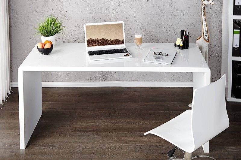 Invicta Interior Design bureau FAST TRADE 140cm witte hoogglans bureautafel 36024
