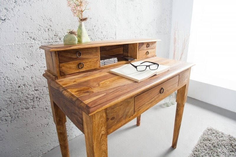 Invicta Interior Design secretaire HEMINGWAY M 90cm Sheesham massief houten bureau 36340