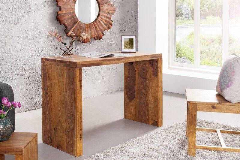 Invicta Interior Solide consoletafel MAKASSAR 100 cm bureau met sheesham steenafwerking 36330