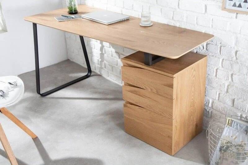 Invicta Interior Industrieel bureau STUDIO 160cm eikenlook met 3 lades 40986