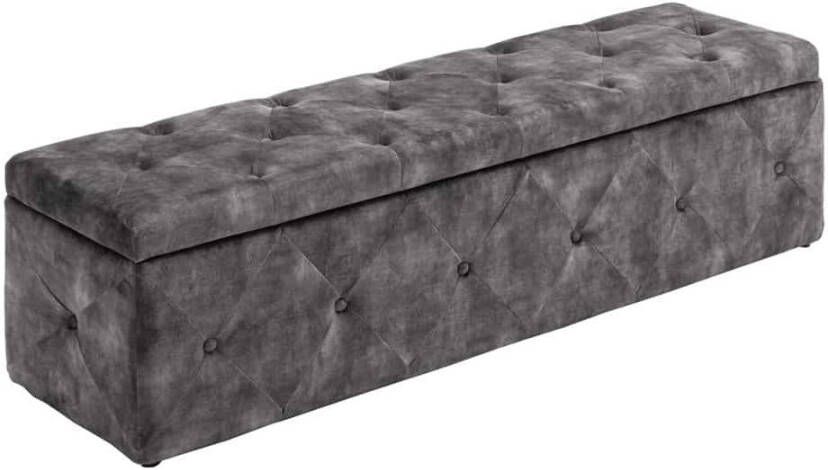 Invicta Interior Chesterfield bedbank EXTRAVAGANCIA 140cm grijs fluweel met opbergruimte 44425