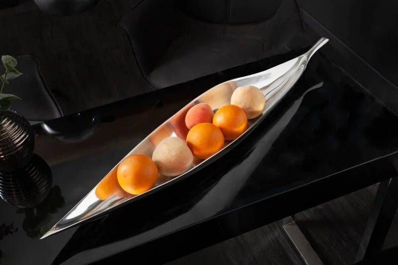 Invicta Interior Handgemaakte decoratieve kom SILVER LEAF 80cm zilver aluminium 17369