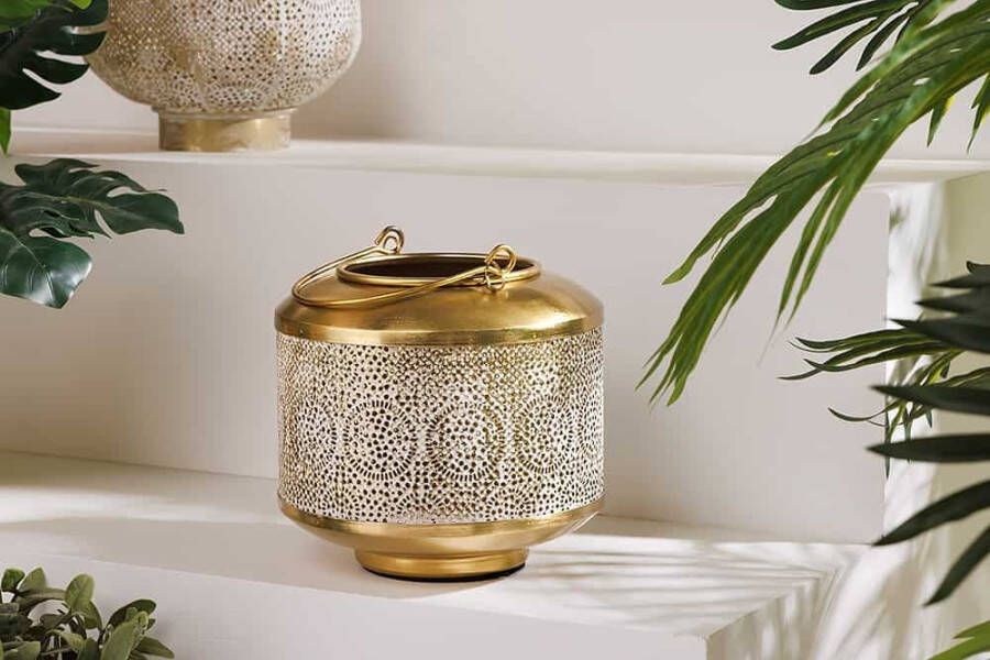 Invicta Interior Decoratieve lantaarn ORIENT 20cm goud metaal met patina handgemaakte lantaarn 43825