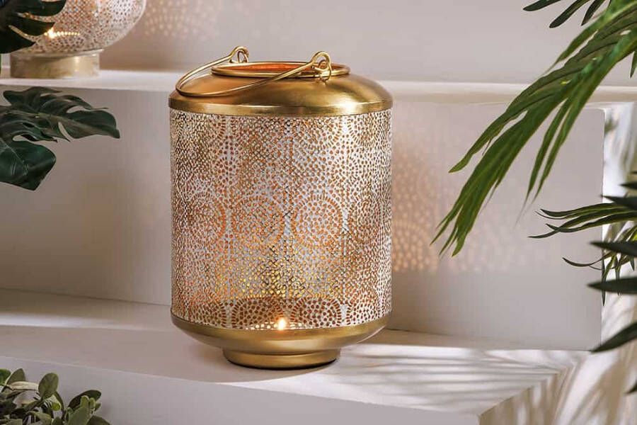 Invicta Interior Decoratieve lantaarn ORIENT 25cm goud metaal met patina handgemaakte lantaarn 43826