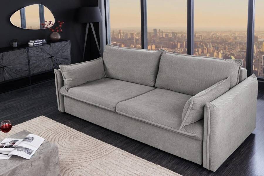 Invicta Interior Design slaapbank APARTMENT 215cm grijs corduroy 3-zits bank 44503