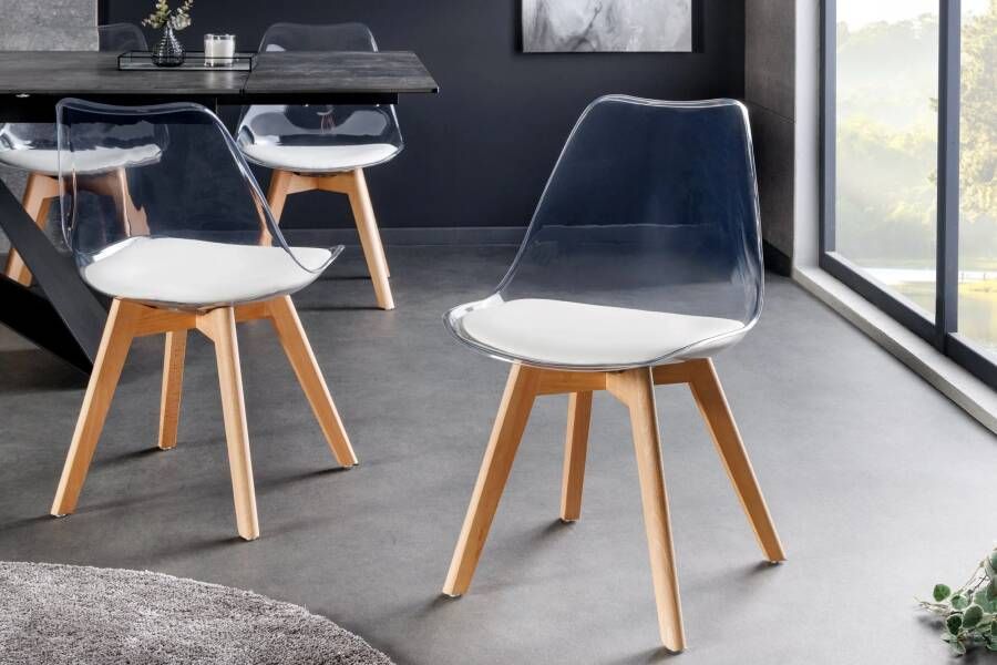 Invicta Interior Design Stoel SCANDINAVIA MEISTERSTÜCK transparant wit kunststof beukenhout naturel 44164