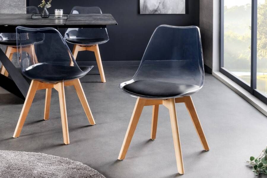 Invicta Interior Design Stoel SCANDINAVIA MEISTERSTÜCK transparant zwart kunststof beukenhout naturel 44165