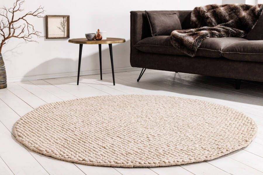 Invicta Interior Designtapijt WOL 150cm beige rond wol handgemaakt 43056