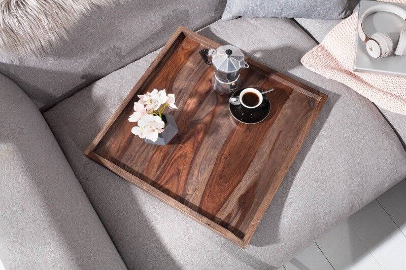 Invicta Interior Massives Tablett MAKASSAR 50cm Sheesham rookafwerking Servierbrett 40180