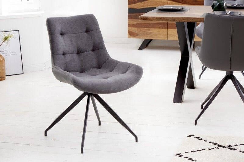 Invicta Interior Design stoel DIVANI lichtgrijs metalen frame zwart in retrostijl 40017