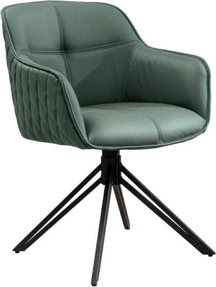 Invicta Interior Draaistoel EUPHORIA draaibaar 180 graden met armleuningen leather groen 45863
