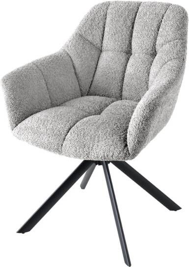 Invicta Interior Draaistoel PAPILLON draaibaar 180 graden met armleuningen boucle grijs 44593