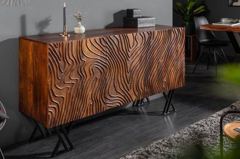 Invicta Interior Handgemaakt dressoir FLUID 160 cm mangohout uitgebreid frontontwerp 40244