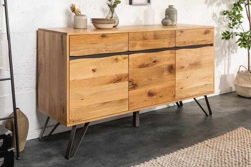 Invicta Interior Massief dressoir LIVING EDGE 160cm wild eiken geolied boomrandbord 39435