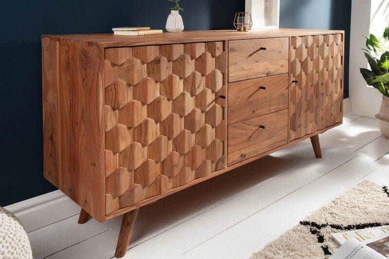 Invicta Interior Massief dressoir MYSTIC LIVING 145cm natuurlijk acacia 3D oppervlak massief hout 38420