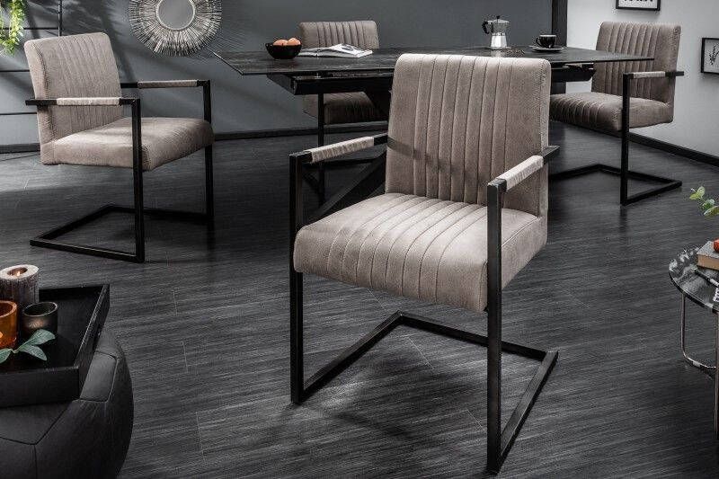 Invicta Interior Moderne sledefauteuil BIG ASTON taupe geborsteld ijzeren frame 39055