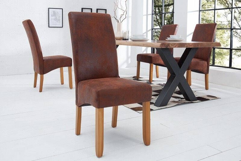 Invicta Interior Edele stoel CASA vintage bruine massief houten poten in koloniale stijl 21133