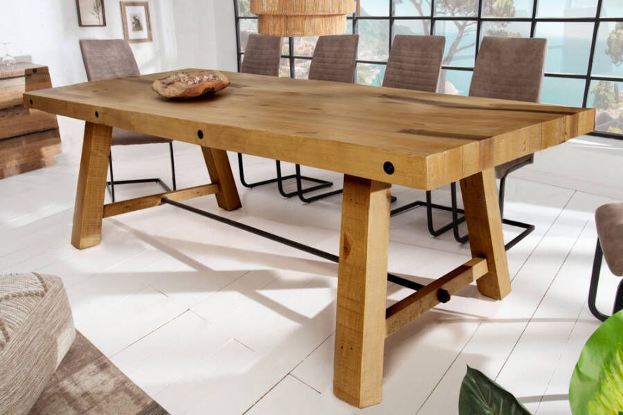 Invicta Interior Massieve eettafel FINCA 240cm vintage bruin gerecycled grenenhout industrieel design 43566