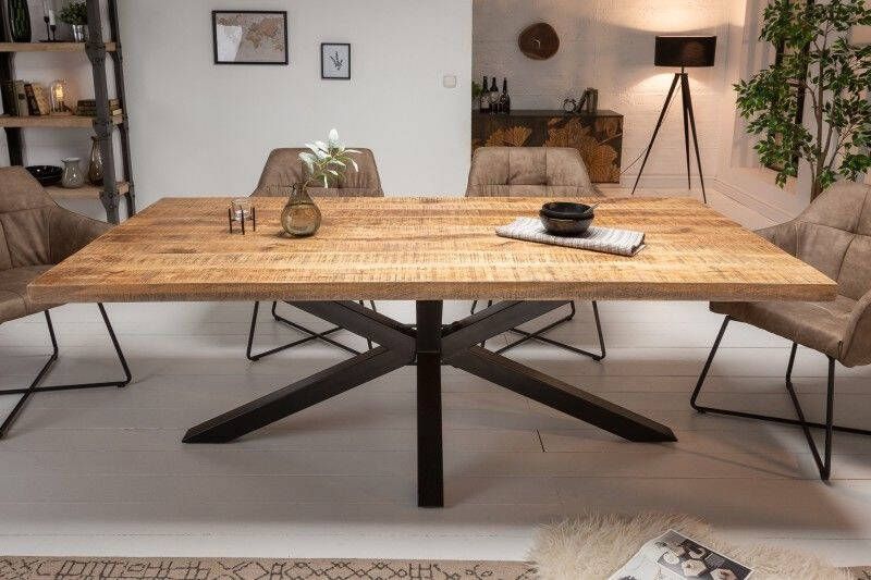 Invicta Interior Massieve industrieele eettafel GALAXIE 200cm mangohouten stervormig frame 39444