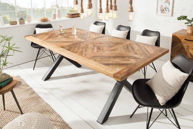 Invicta Interior Massieve eettafel INFINITY HOME 200cm naturel zwart mangohout industrieel design X-frame 39288