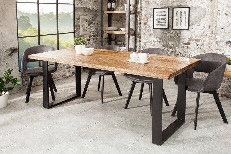 Invicta Interior Massieve eettafel IRON CRAFT 180cm natuurlijk mangohout ijzeren sledeonderstel industrieel design 38658