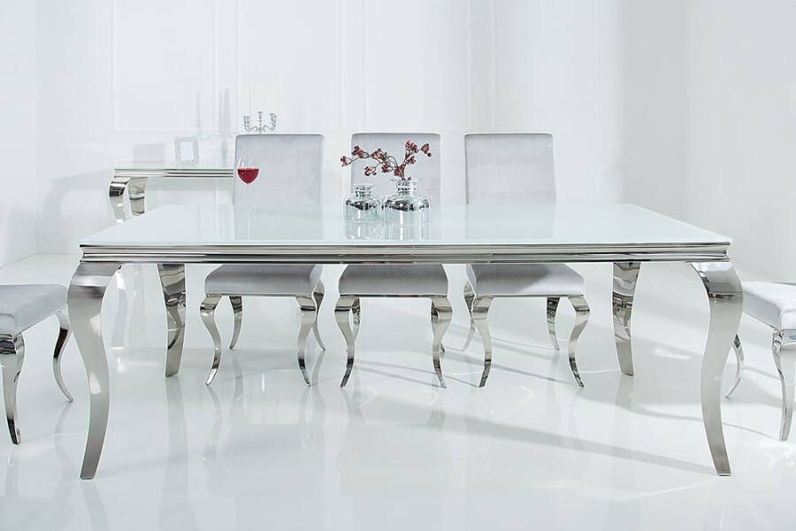 Invicta Interior Eettafel Modern Barok 200cm wit zilver 37904