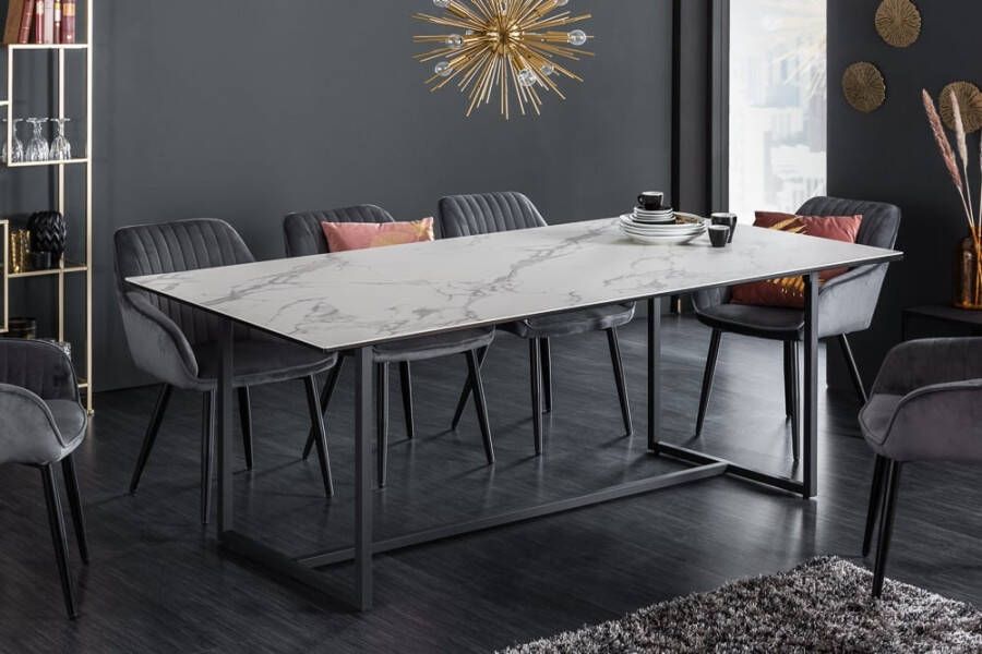 Invicta Interior Design eettafel SYMBIOSE 200cm marmer wit keramiek gemaakt in Italie 41088