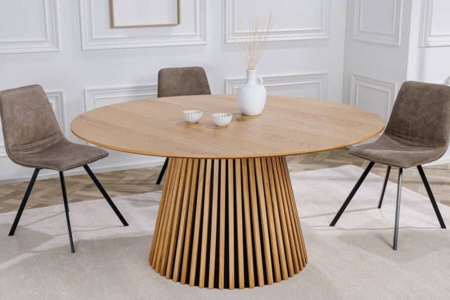 Invicta Interior Ronde eettafel VALHALLA WOOD 120cm naturel eikenhouten design zuilonderstel 43428