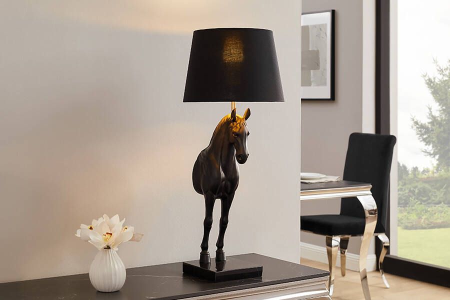 Invicta Interior Extravagante tafellamp BLACK BEAUTY 75cm zwartgouden paardensculptuur 45665