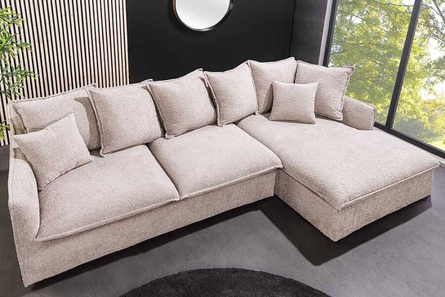 Invicta Interior Grote hoekbank HEAVEN 255 cm champagnebeige Boucle bank met veerkern 44187