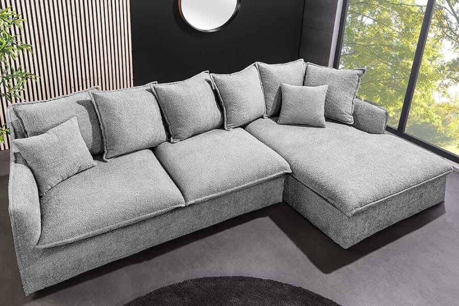 Invicta Interior Grote hoekbank HEAVEN 255 cm grijze Boucle bank met veerkern 44192