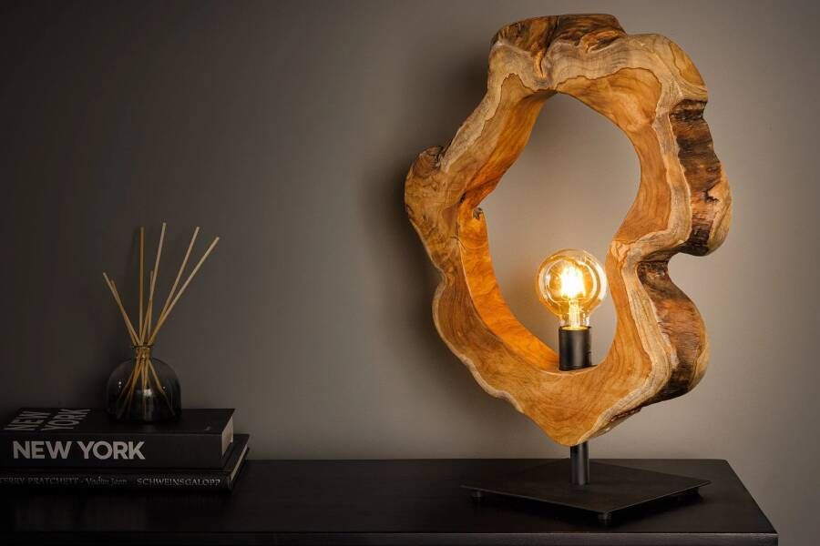 Invicta Interior Handgemaakte tafellamp ORGANIC ARTWORK 55cm natuurlijk teakhout 44683