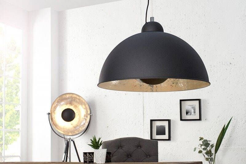 Invicta Interior Industriële design hanglamp STUDIO 55m zwart zilver bladlook hanglamp 36595