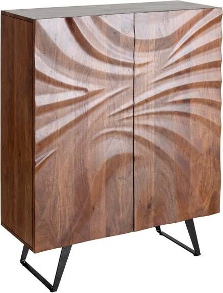 Invicta Interior Massief houten TV lowboard MOUNTAIN SOUL 200cm acacia groen brons hangend natuursteen zwart 46112