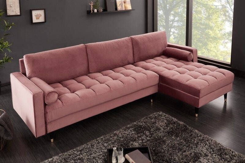 Invicta Interior Elegante hoekbank COSY VELVET 260cm oudroze fluwelen springkern 3-zitsbank 40276